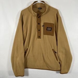 Hurley 1/4 Snap Mock Neck Fleece Pullover Mens Size XL Beige Brown Sweater EUC